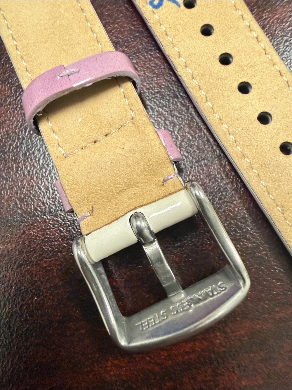 18mm Fossil lilac  Leather Patent Watch Band